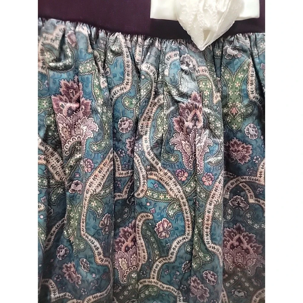 JAYNE COPELAND Girl Sz 8 Paisley Pattern, Lace Cottagecore Prairie Holiday Dress
